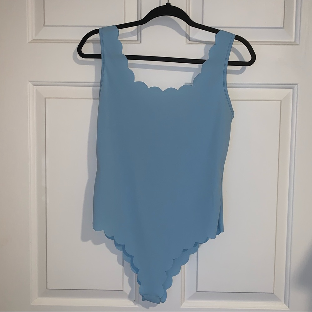 ** S O L D ** Scalloped Blue Bodysuit - Picture 2 of 3